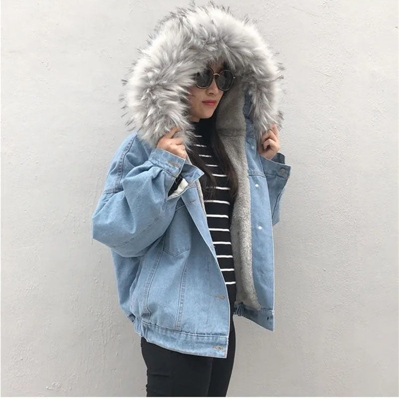 Vintage Faux Fur Velvet Denim Jacket