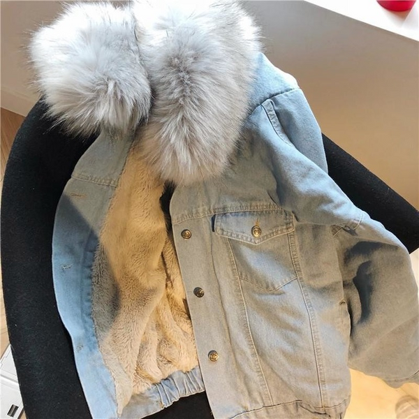 Vintage Faux Fur Velvet Denim Jacket