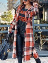 Women'S Flannel Plaid Shacket Long Sleeve Lounge Lapel Button down Shirt Jacket Trench Coat 2024